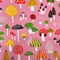 Cute Mushroom Charm Packs for Baby - Precut Fabric Squares for Quilting & Crafts (42Pcs, 5" Cotton Squares)
